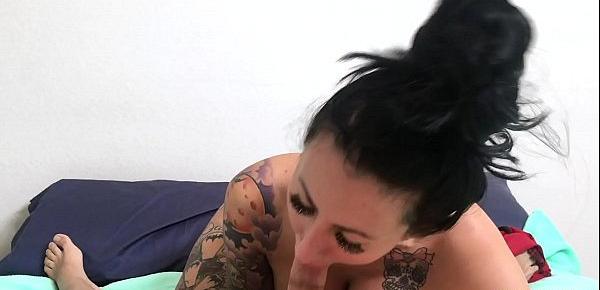  Hot Tattooed MILF Lily Lane Sucks Cock and gets fucked